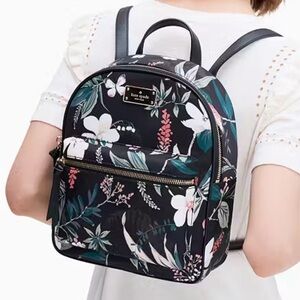 Kate Spade Black Floral Wilson Road Botanical Small Bradley Mini Backpack